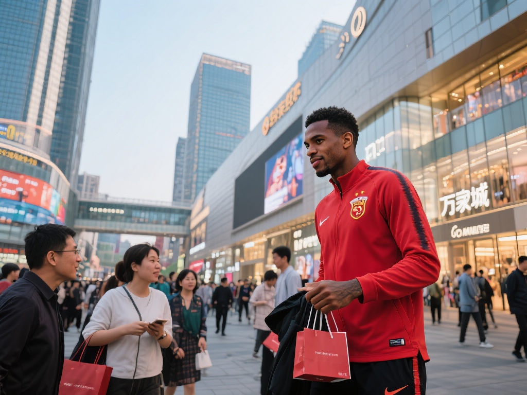 辽宁外援德兹明-威尔斯现身沈阳万象城购物